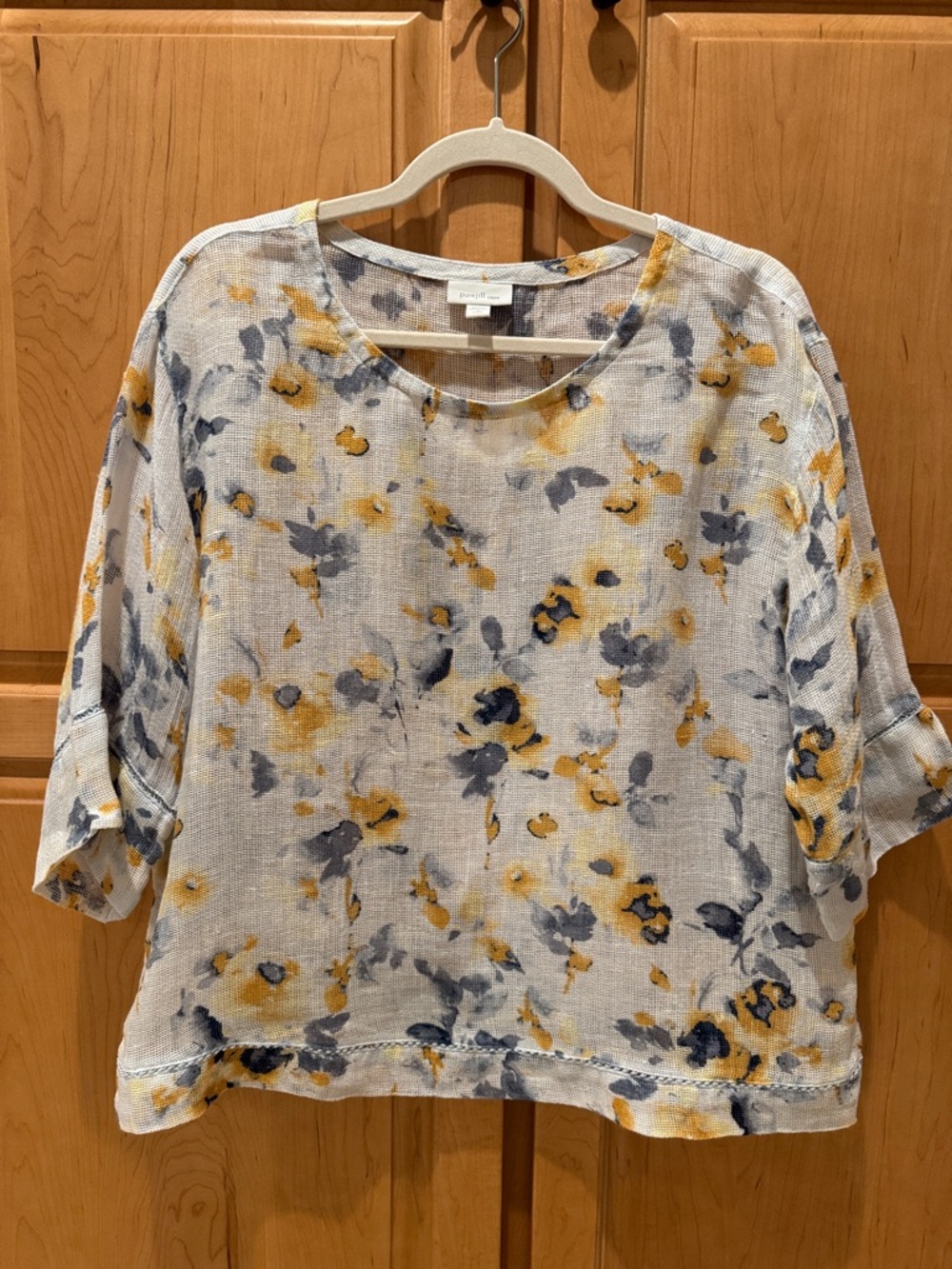 JJill Pure Jill Linen Gauze Top Size Petite Medium